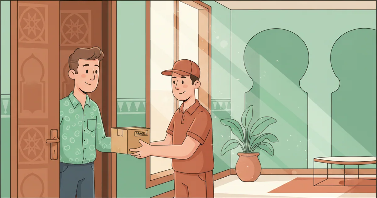 Person receiving a delivery package at their doorstep