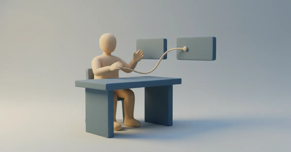 Clay figure of a developer mapping connections between two software systems on a desk