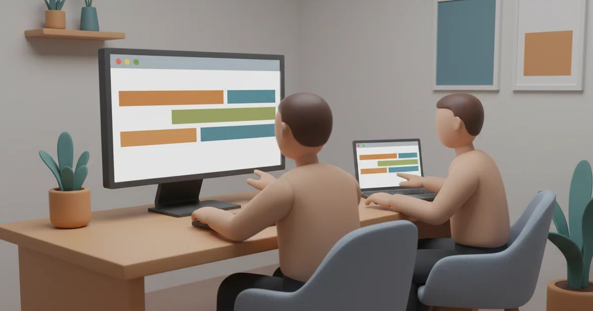 Product manager updating a digital roadmap while teammates review on their screens