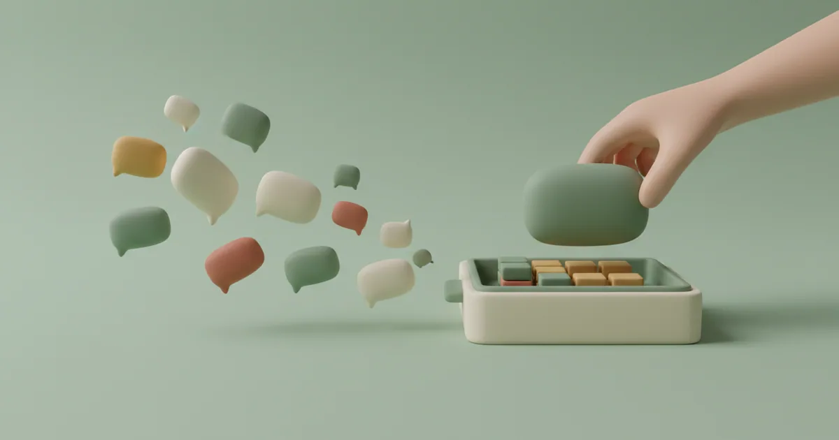 Clay scene showing scattered sticky notes funneling into a single organized inbox tray