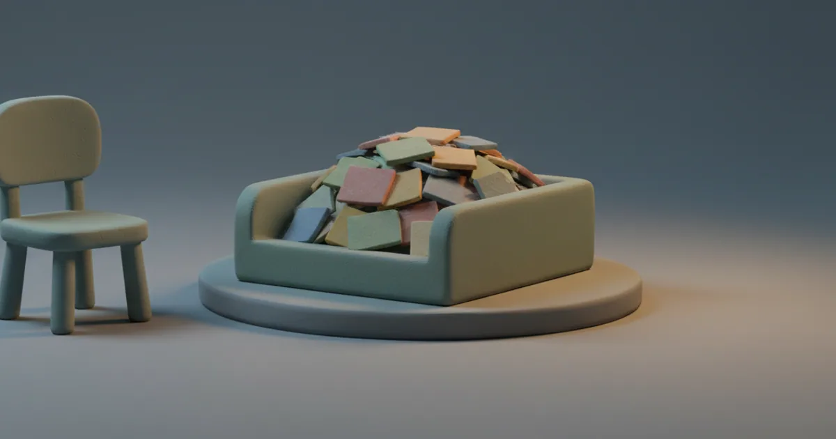 Abandoned clay inbox overflowing with untouched feedback cards gathering dust