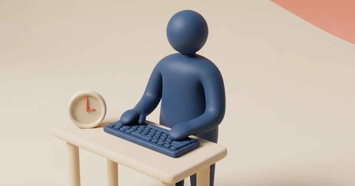 Clay-rendered figure sending a single message at the perfect moment shown by a simple clock