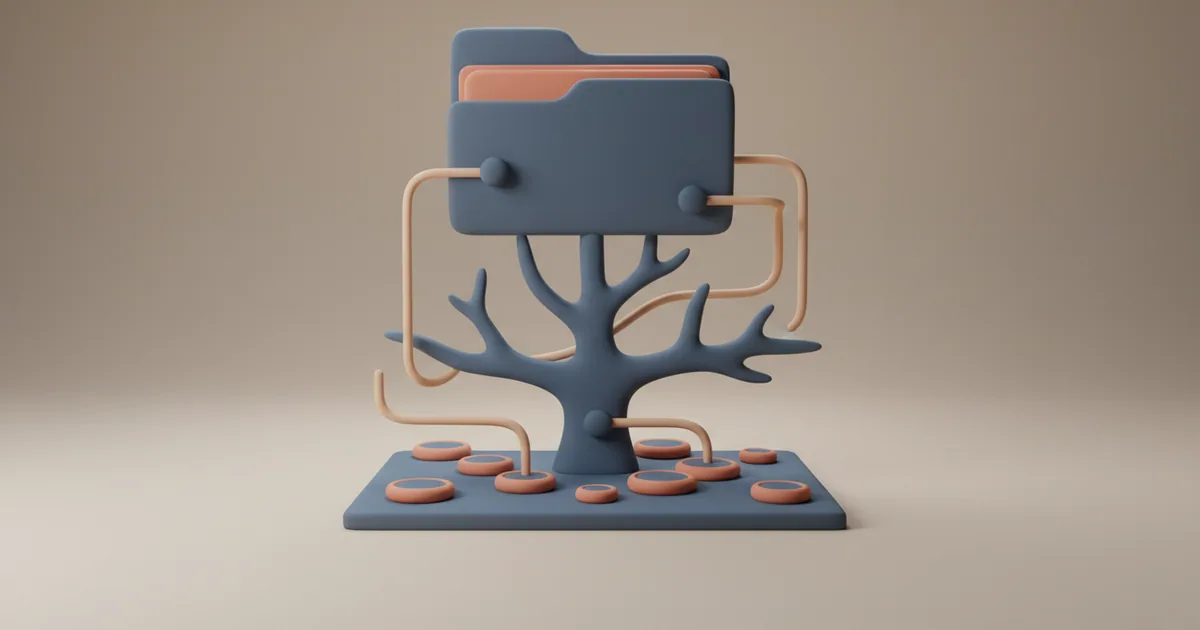 Clay illustration showing three connected layers representing repository, branch, and commit connections
