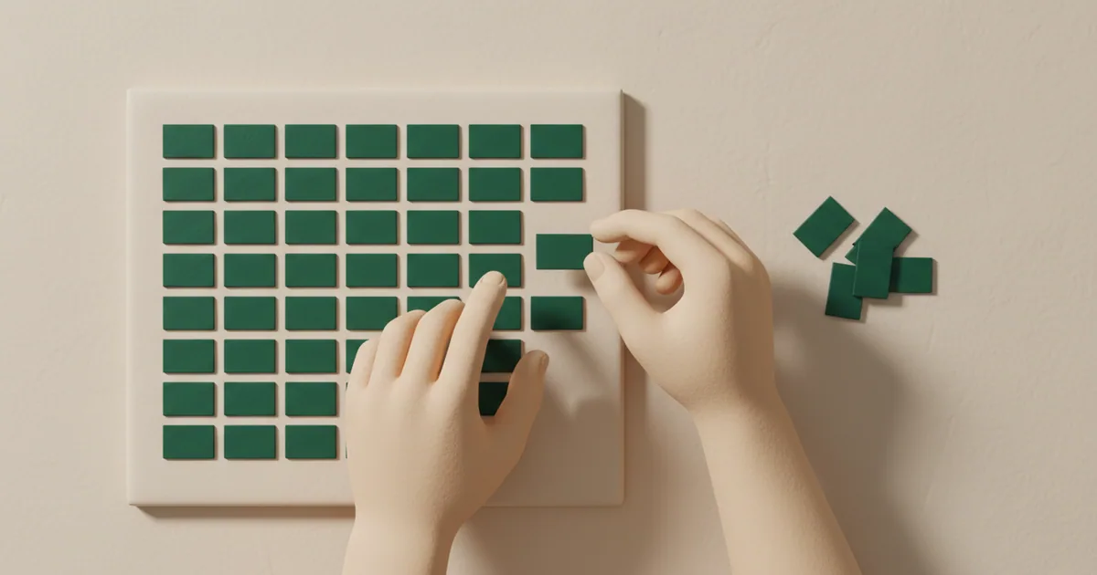 Clay figure reviewing organized feedback cards on a clean desk surface