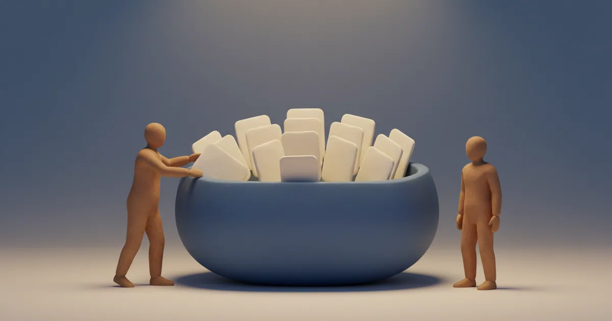 Clay container holding organized issue cards that roll up into a single progress indicator