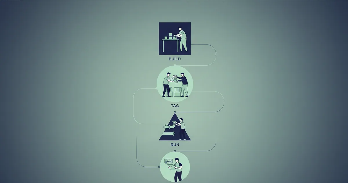 Clean infographic showing the four steps of AI testing workflow